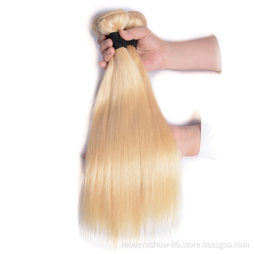 Unprocessed Cuticle Aglined Blond 613 Straight Virgin Human Hair Bundles With Lace Frontal